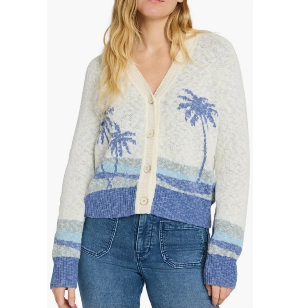 FAHERTY Island Time Coastal Organic Cotton Cardigan NWT Size Small - Picture 1 of 11